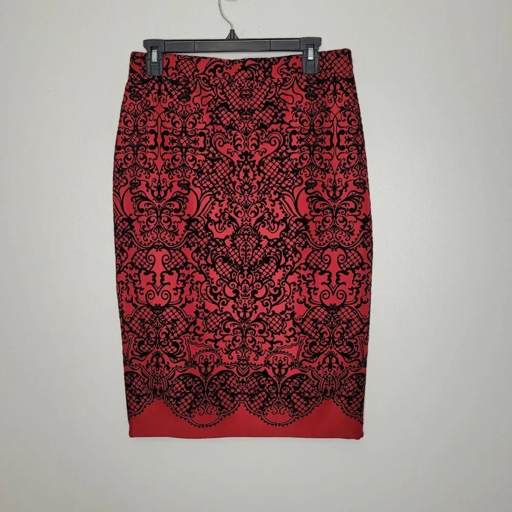 Melissa Paige red black retro pinup rockabilly bombshell pencil skirt small NWT